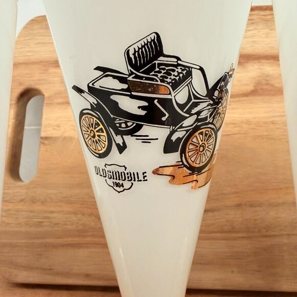 Set of 4 White Painted Pilsner Glasses Buick Oldsmobile Cadillac Rambler - Picture 6 of 11